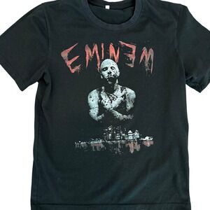 Eminem Bloody Horror Graphic T-Shirt Black Detroit Skyline Rap Tee Mens Small‎